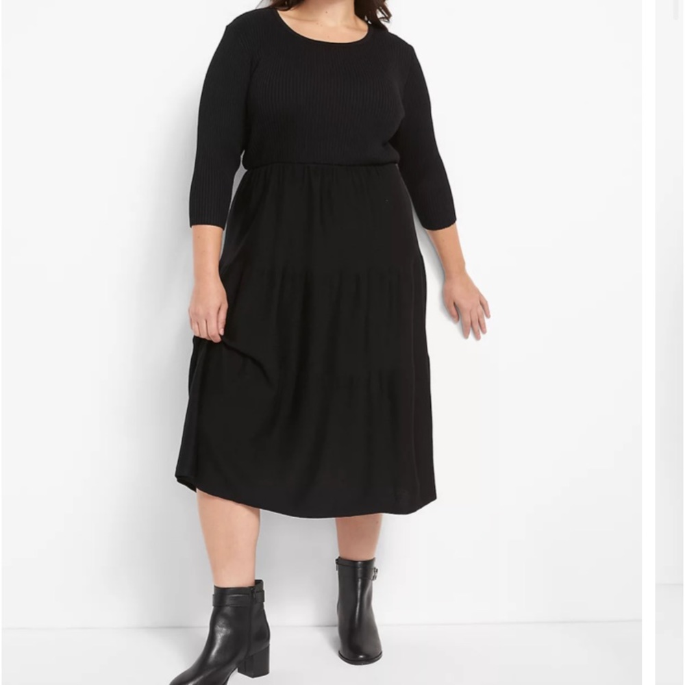 Tiered Ribbed Sweater Dress